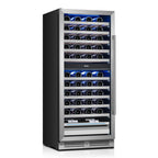 55" X 23" Clear and Black Stainless Steel Dual Compartment Wine Refrigerator