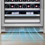 55" X 23" Clear and Black Stainless Steel Dual Compartment Wine Refrigerator