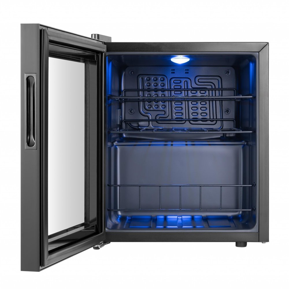 20" X 17" Clear and Black Metal Single Compartment Wine Refrigerator