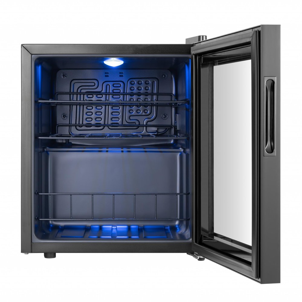 20" X 17" Clear and Black Metal Single Compartment Wine Refrigerator