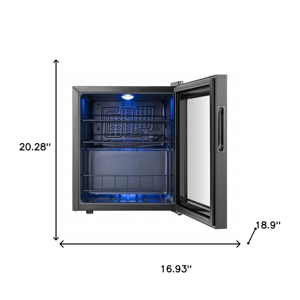 20" X 17" Clear and Black Metal Single Compartment Wine Refrigerator