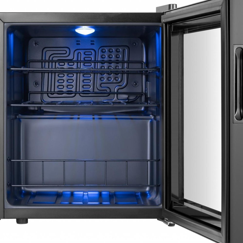 20" X 17" Clear and Black Metal Single Compartment Wine Refrigerator
