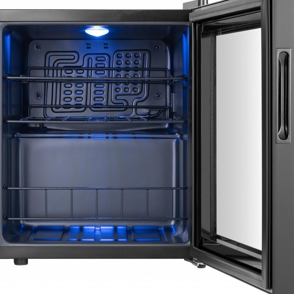 20" X 17" Clear and Black Metal Single Compartment Wine Refrigerator