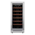 34" X 15" Clear and Silver Stainless Steel Single Compartment Wine Refrigerator