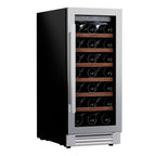 34" X 15" Clear and Silver Stainless Steel Single Compartment Wine Refrigerator