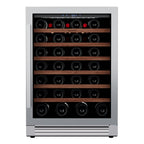 34" X 24" Clear and Silver Stainless Steel Single Compartment Wine Refrigerator
