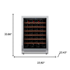 34" X 24" Clear and Silver Stainless Steel Single Compartment Wine Refrigerator