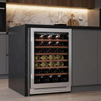 34" X 24" Clear and Silver Stainless Steel Single Compartment Wine Refrigerator