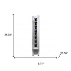 34" X 6" Silver and Black Metal Single Compartment Wine Refrigerator