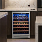 32" X 22" Silver and Black Metal Single Compartment Wine Refrigerator