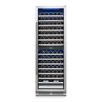 69" X 23" Clear and Black Metal Dual Compartment Wine Refrigerator