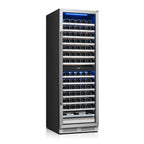 69" X 23" Clear and Black Metal Dual Compartment Wine Refrigerator