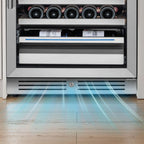 69" X 23" Clear and Black Metal Dual Compartment Wine Refrigerator