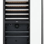 69" X 23" Clear and Black Metal Dual Compartment Wine And Beverage Refrigerator