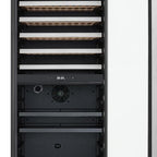 69" X 23" Clear and Black Metal Dual Compartment Wine And Beverage Refrigerator