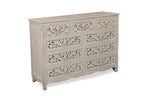 57" White Carved Floral Solid Wood Nine Drawer Dresser