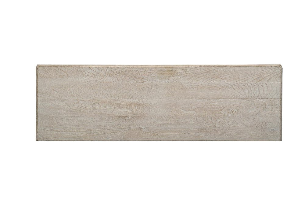 57" White Carved Floral Solid Wood Nine Drawer Dresser