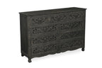 57" White Carved Floral Solid Wood Nine Drawer Dresser