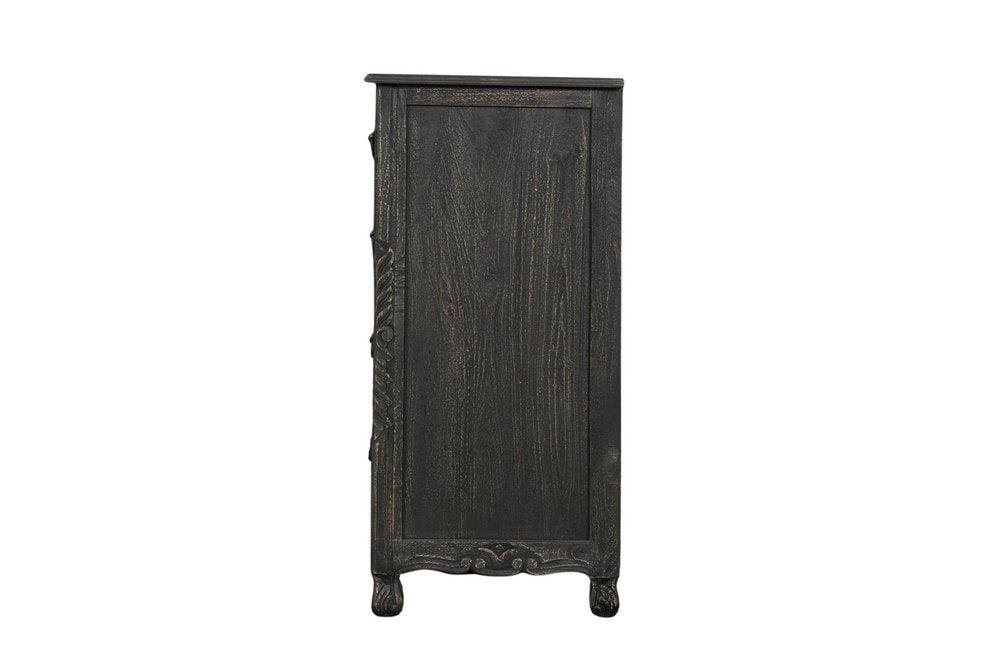 57" White Carved Floral Solid Wood Nine Drawer Dresser