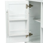 53" Brown and White Wood Flat Door Rolling Kitchen Cart With Storage
