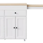 51" Brown and White Wood Flat Door Rolling Kitchen Cart