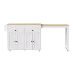 51" Brown and White Wood Flat Door Rolling Kitchen Cart