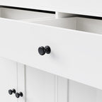 51" Brown and White Wood Flat Door Rolling Kitchen Cart