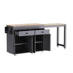 51" Brown and Gray Wood Flat Door Rolling Kitchen Cart