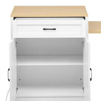 55" Brown and White Wood Flat Door Kitchen Cart