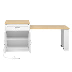55" Brown and White Wood Flat Door Kitchen Cart