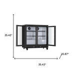 35" X 35" Clear and Black Metal Single Compartment Can Beverage Refrigerator