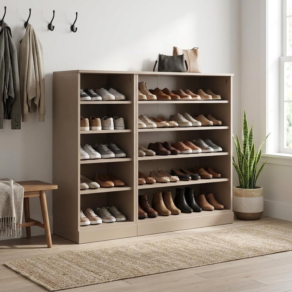 Beige 30 Solid WoodShoe Storage Cabinet