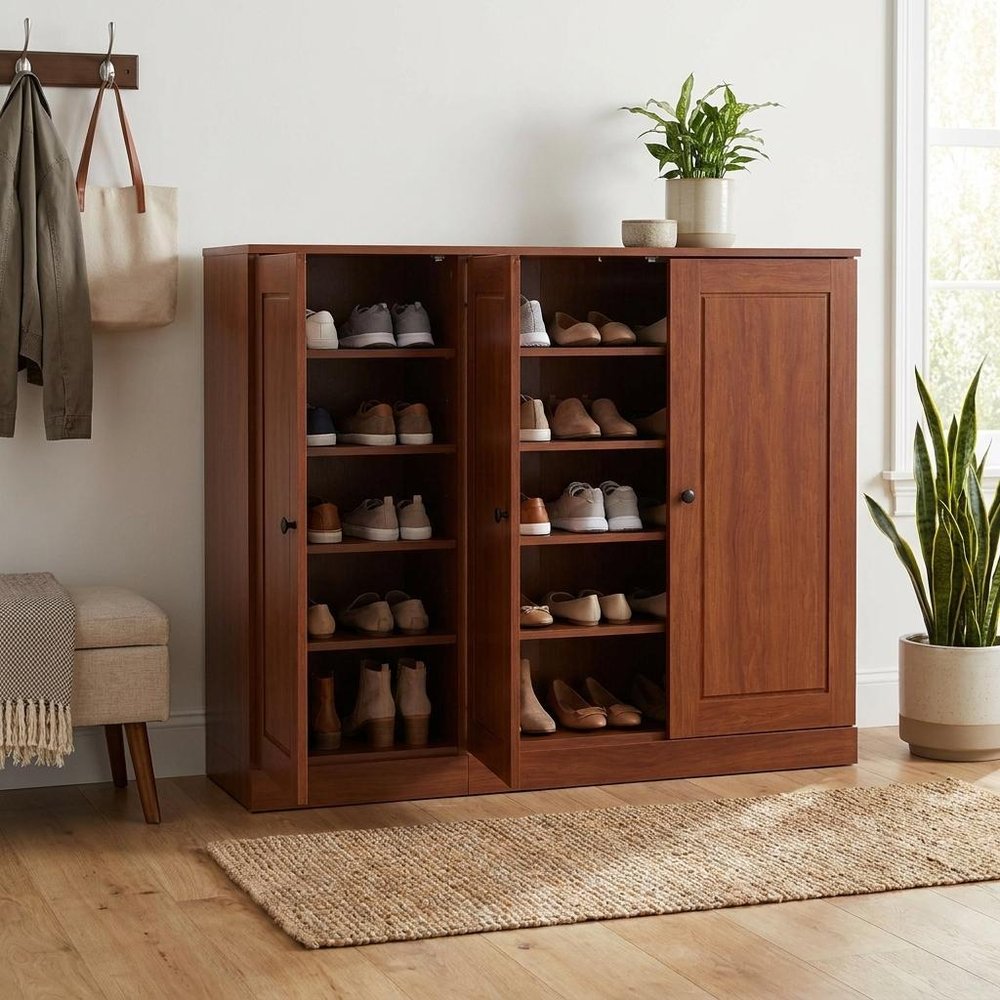 Coffee 30 Solid WoodShoe Storage Cabinet