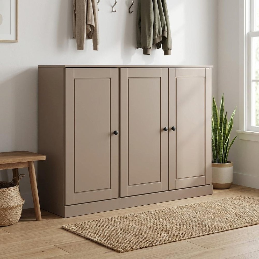 Beige 30 Solid WoodShoe Storage Cabinet