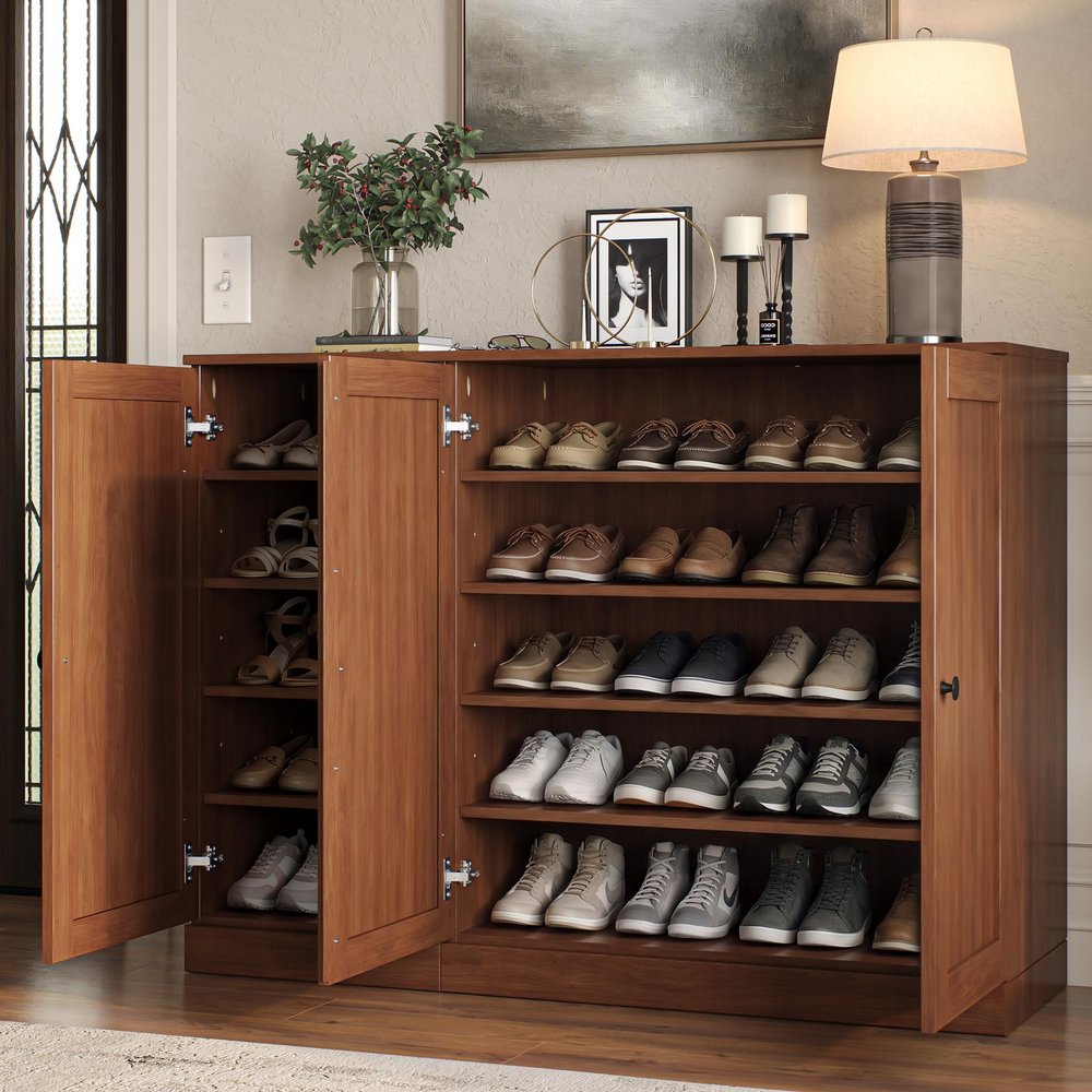 Coffee 30 Solid WoodShoe Storage Cabinet