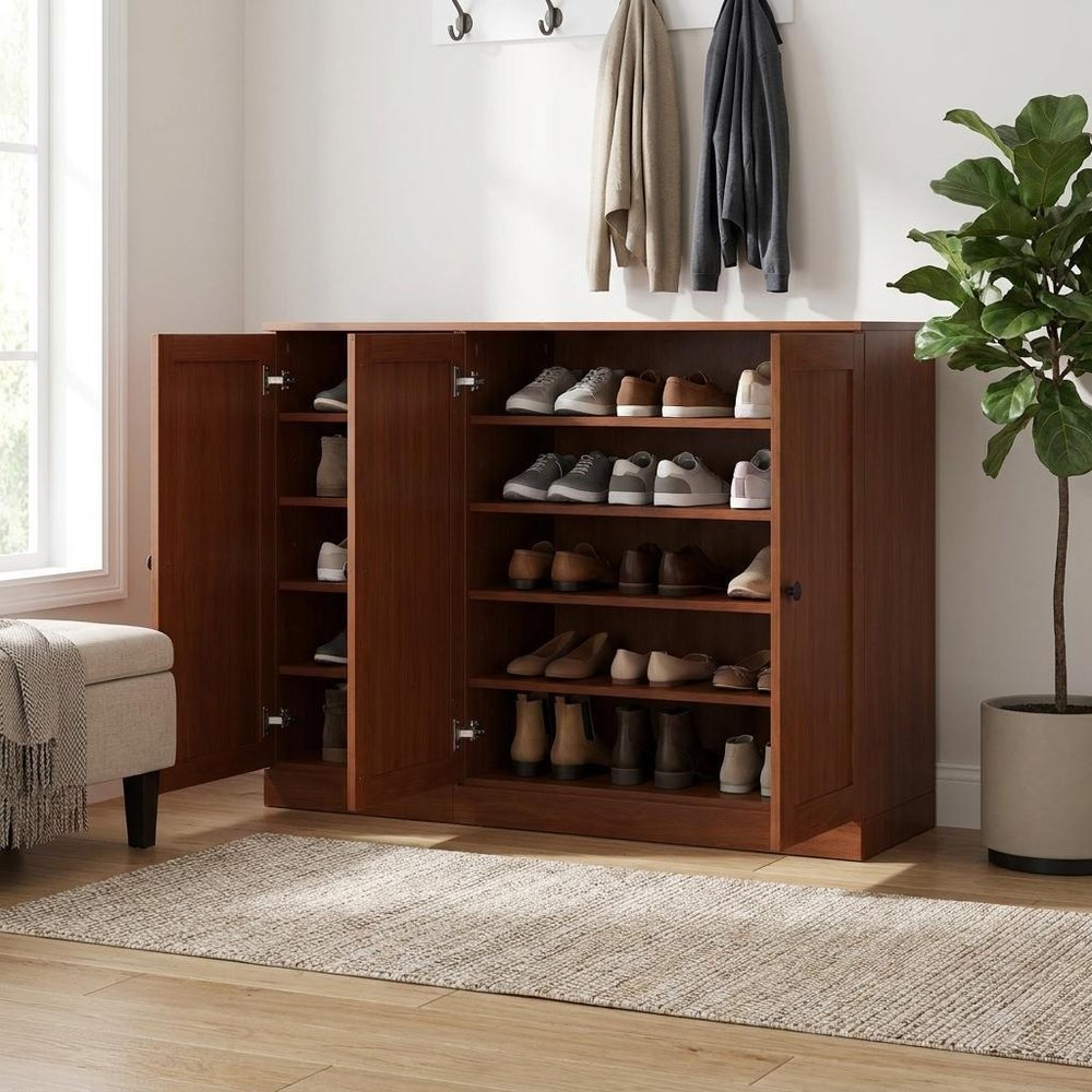Coffee 30 Solid WoodShoe Storage Cabinet