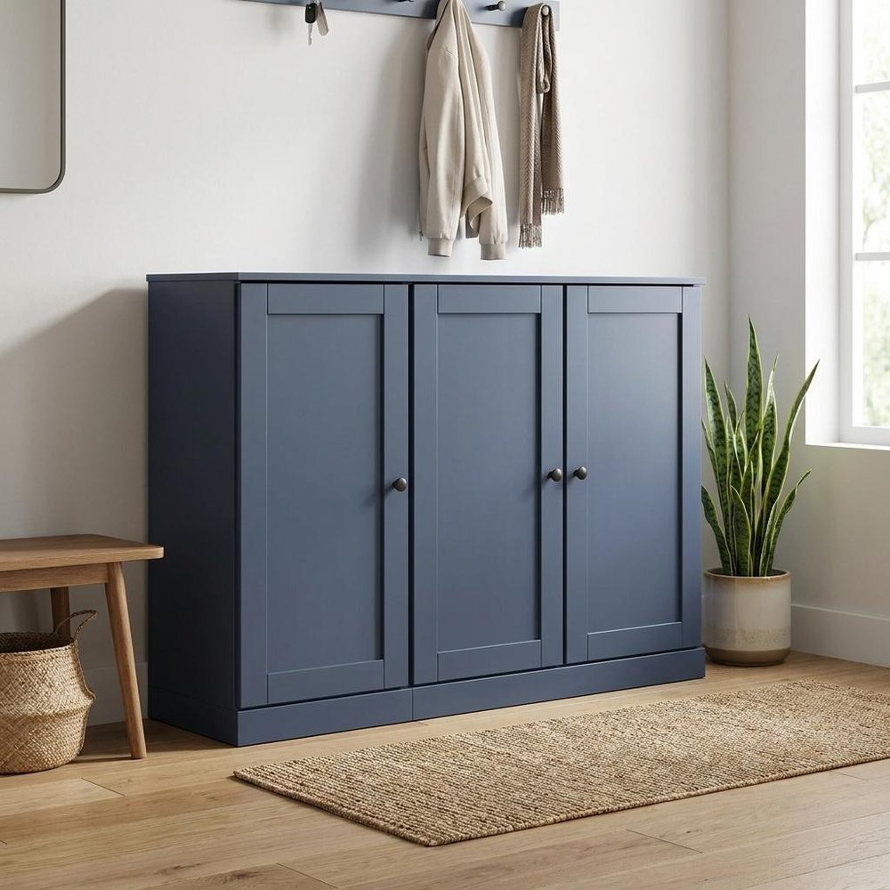French Blue 30 Solid WoodShoe Storage Cabinet