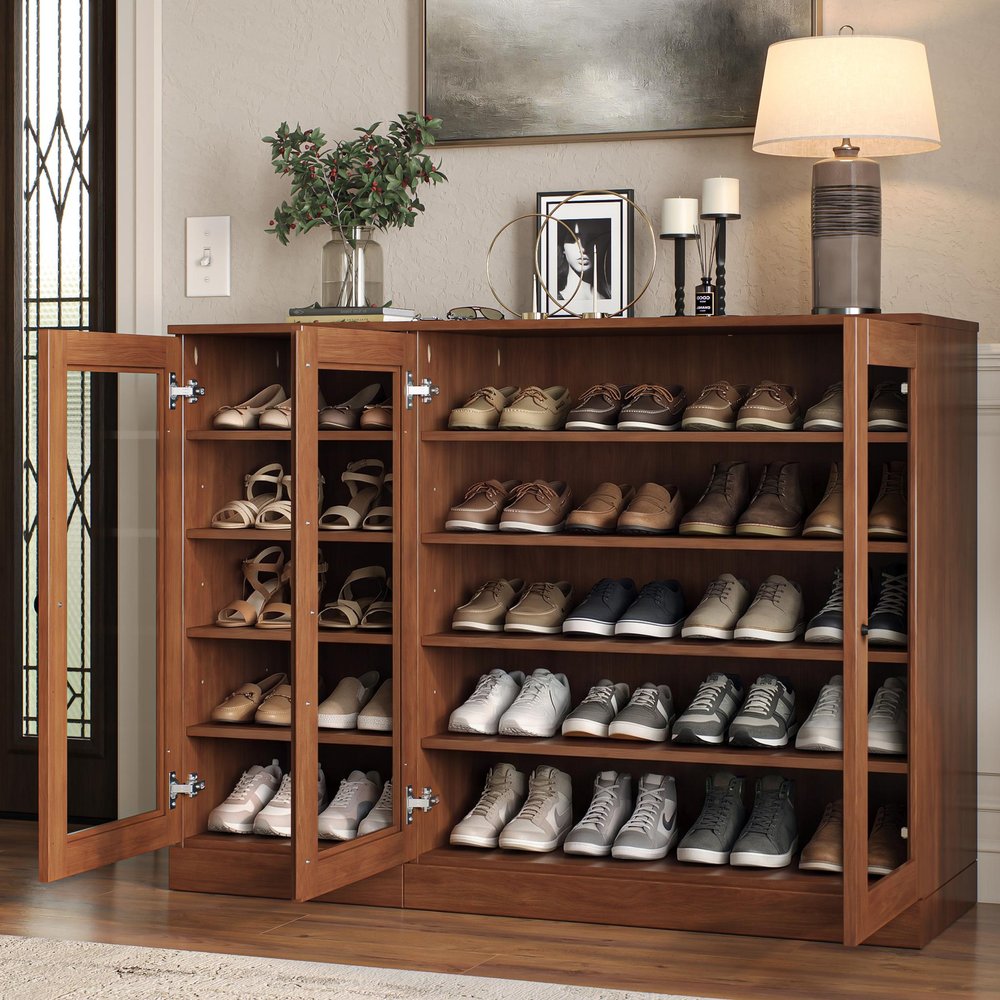 Coffee 30 Solid WoodShoe Storage Cabinet