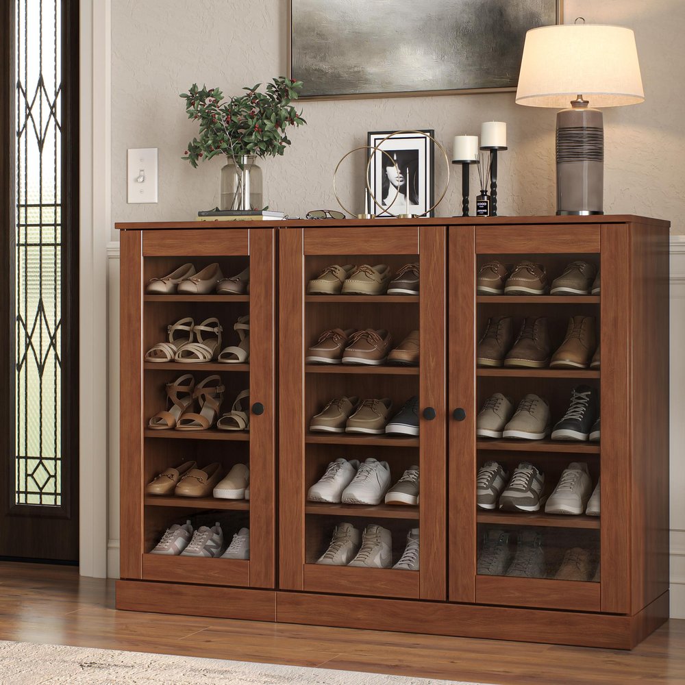 Coffee 30 Solid WoodShoe Storage Cabinet