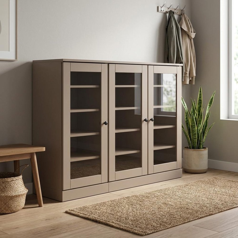 Beige 30 Solid WoodShoe Storage Cabinet