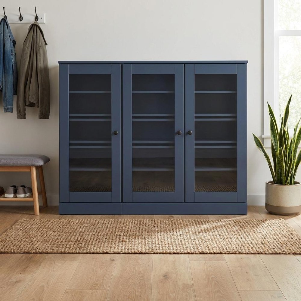 French Blue 30 Solid WoodShoe Storage Cabinet