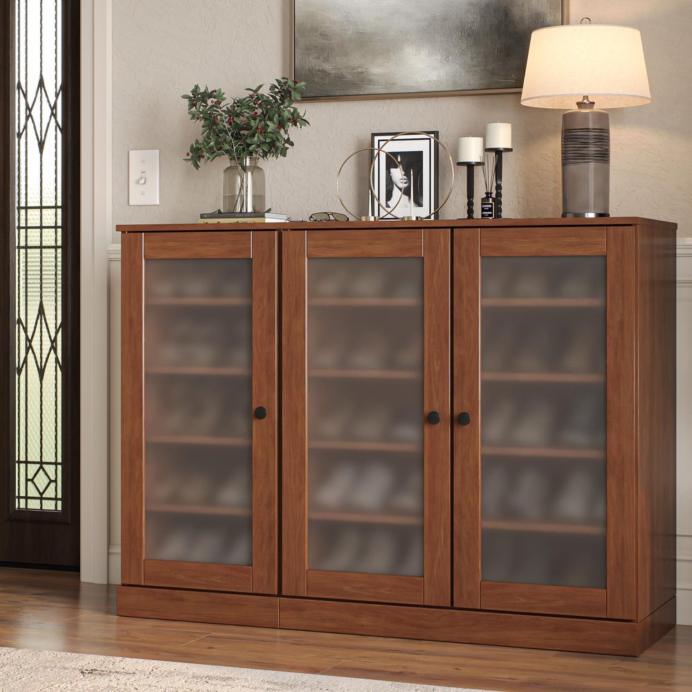 Coffee 30 Solid WoodShoe Storage Cabinet