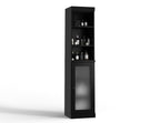 17" Black Solid Wood Glass Panel Inlay Single Door Linen Cabinet