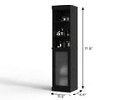 17" Black Solid Wood Glass Panel Inlay Single Door Linen Cabinet