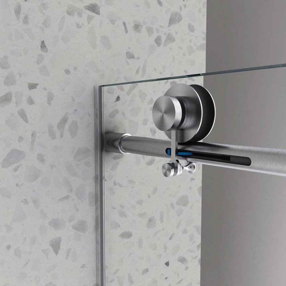 76" X 54" Aluminum And Tempered Glass Shower Door