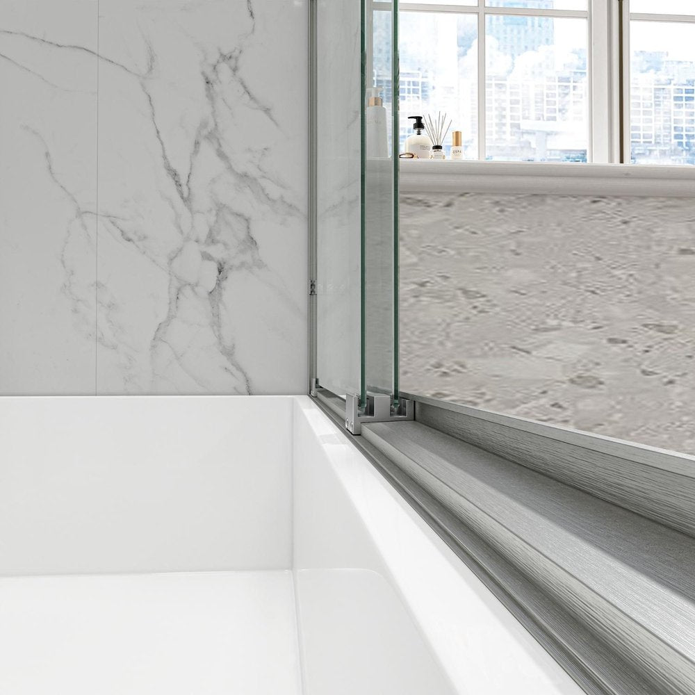 60" X 60" Aluminum And Tempered Glass Tub Door