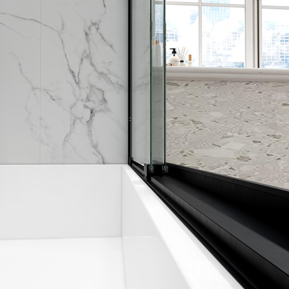 60" X 60" Aluminum And Tempered Glass Tub Door