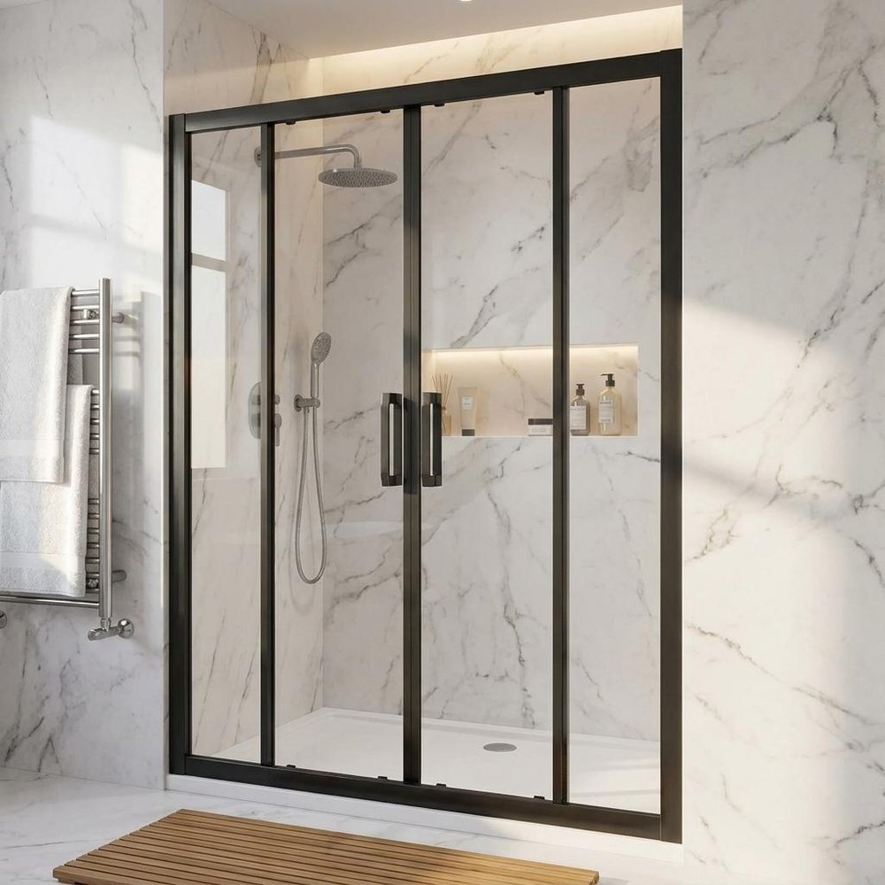 72" X 60" Aluminum And Tempered Glass Shower Door
