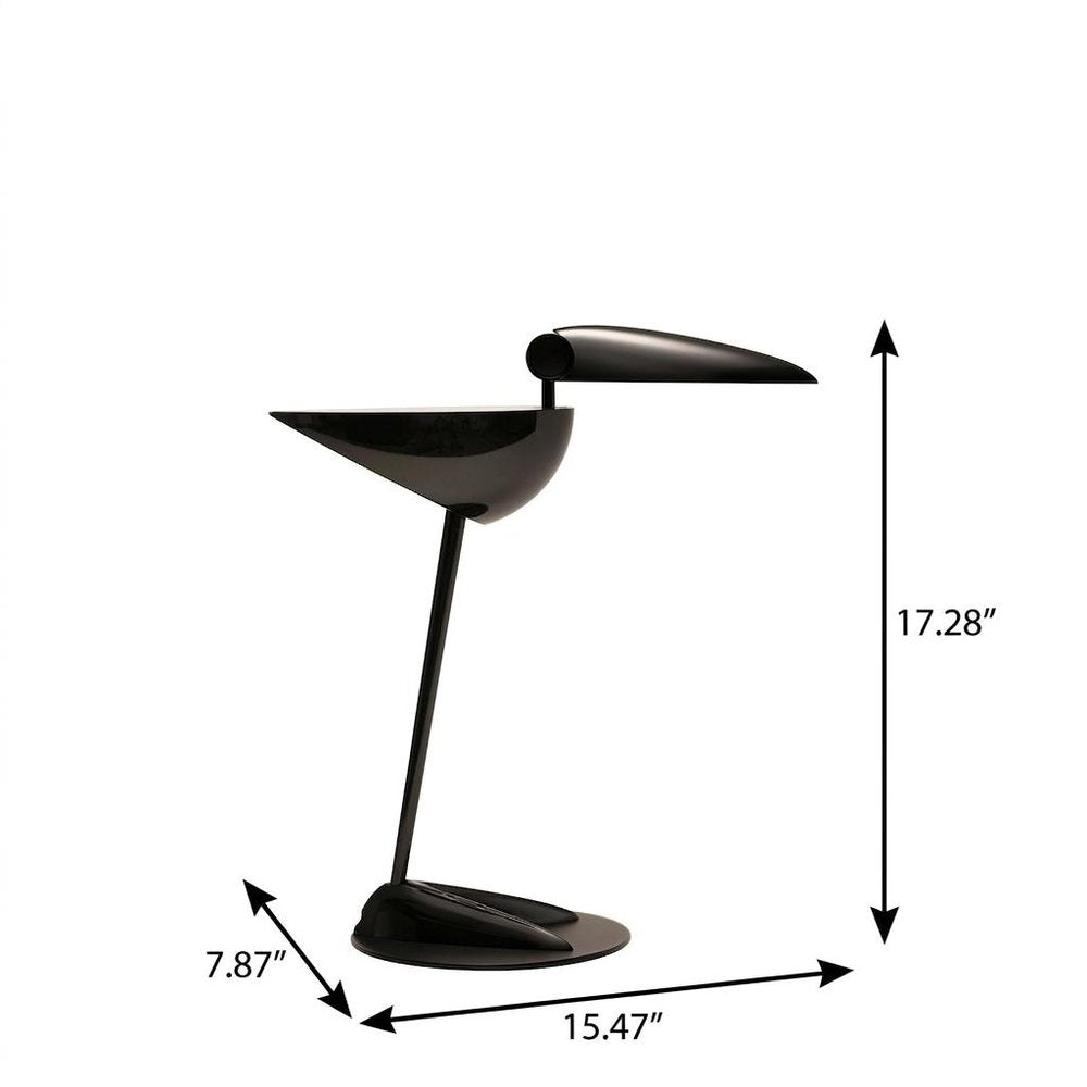 17" Black Two Light Swing Arm Bird Desk Lamp
