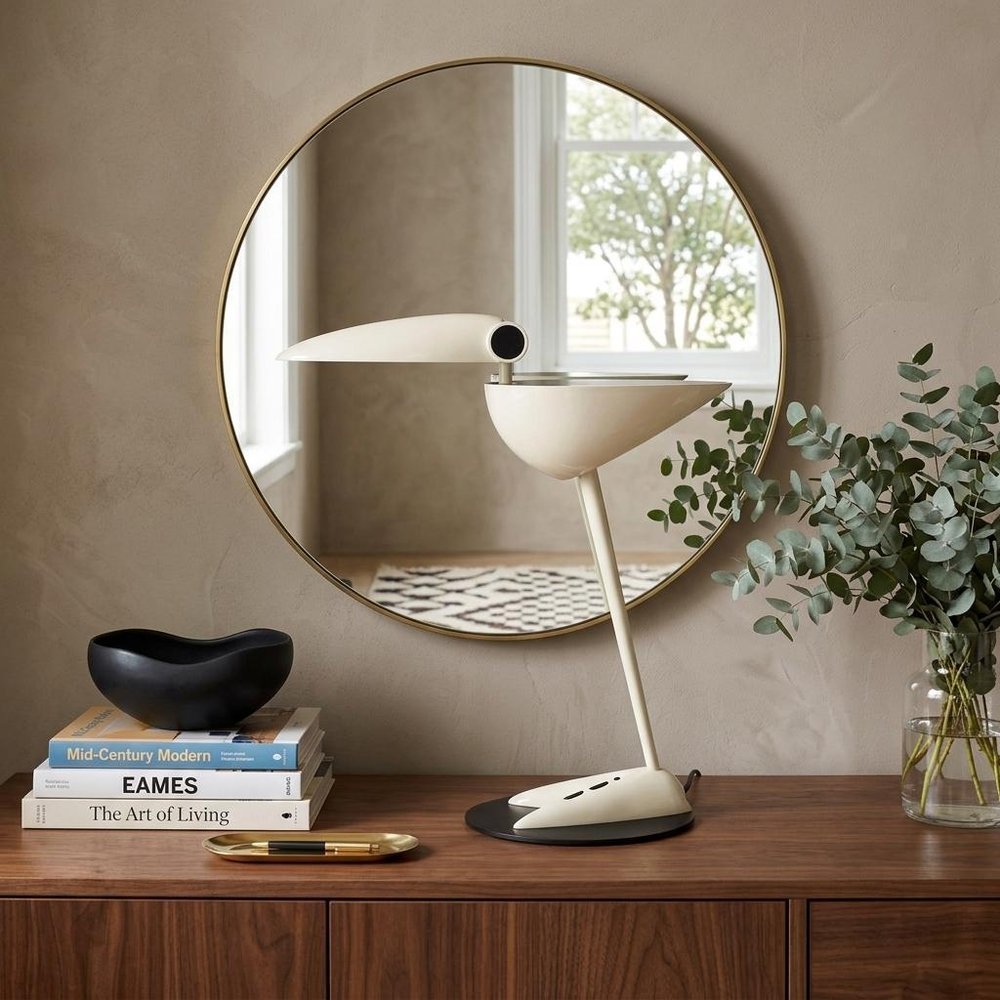 17" Black Two Light Swing Arm Bird Desk Lamp